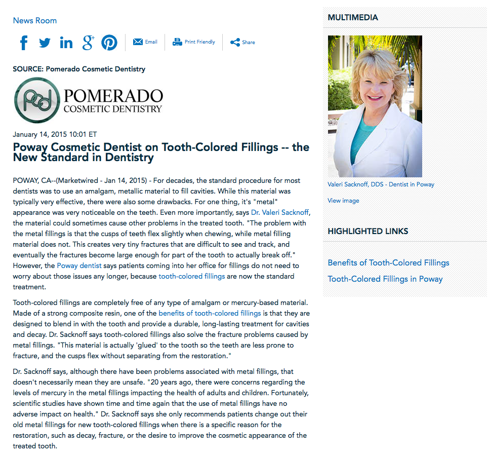 dr. valeri sacknoff,poway dentist,tooth-colored fillings in poway,benefits of tooth-colored fillings